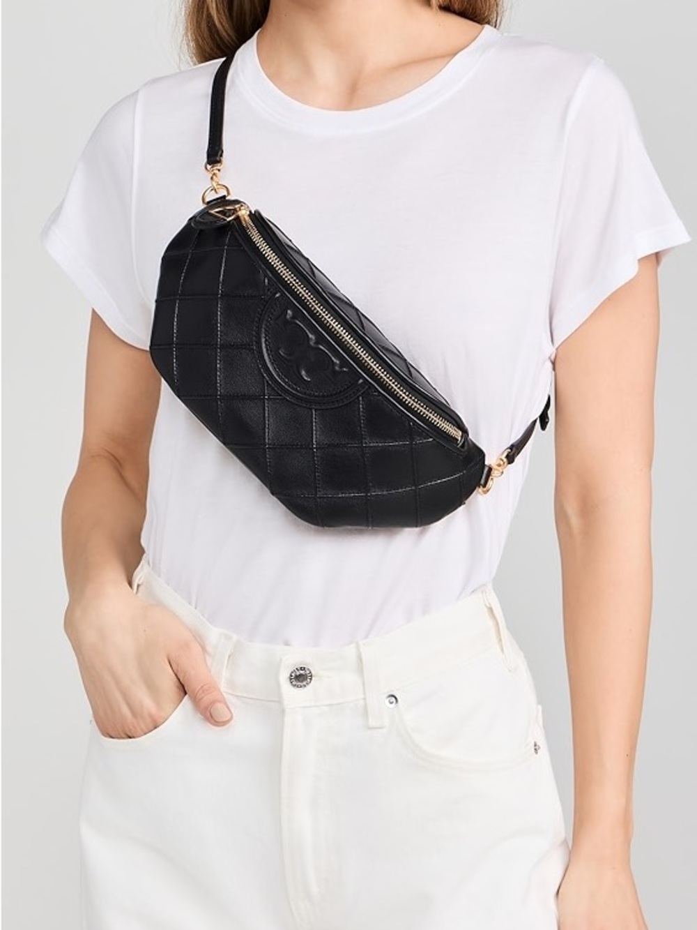 Tory Burch Fleming Black Quilted Logo Leather Crossbody - Picture 7 of 7